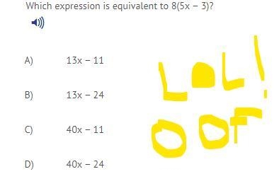 Which expression equivalent to 8 (5x - 3-example-1