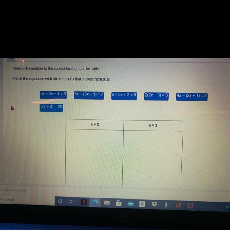 Drag each equation to the correct location on the table. Match the equations with-example-1