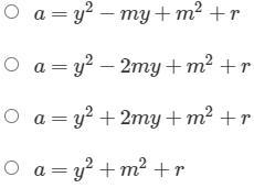 Solve for a. √a-r +m=y-example-1