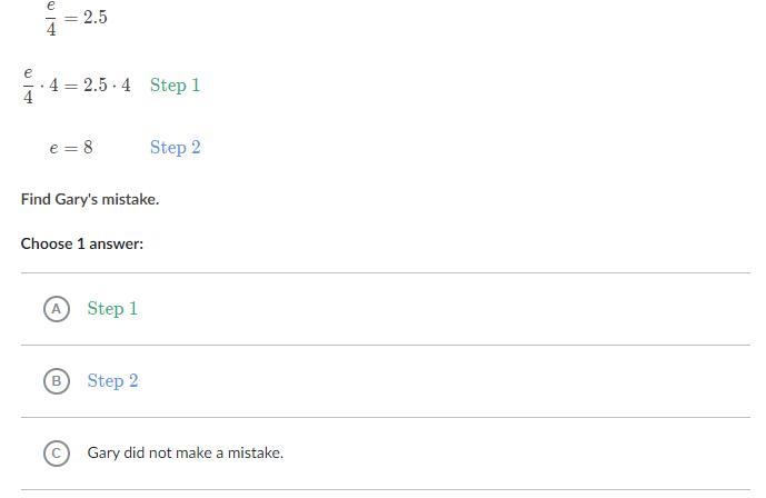 Gary tried to solve an equation step by step.-example-1