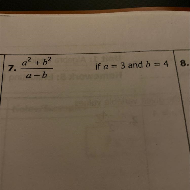 A² +6² a-b if a = 3 and b = 4 Evaluate each expression using the variable replacements-example-1