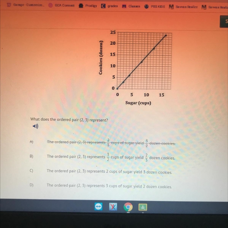 What does the ordered pair (2,3) represent? A is scratched out-example-1