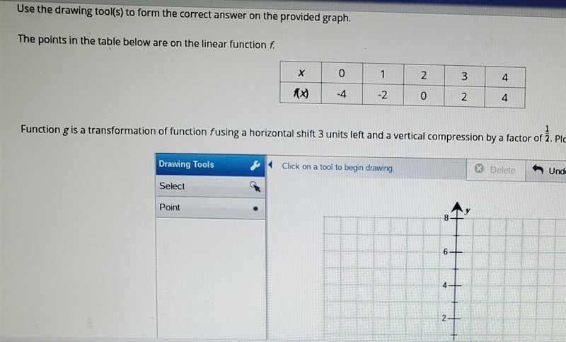 function g is a transformation of function f using a horizontal shift 3 units left-example-1