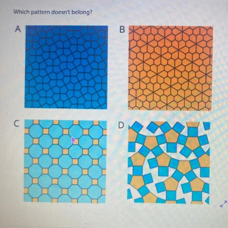 Which pattern doesn't belong? А B С D-example-1