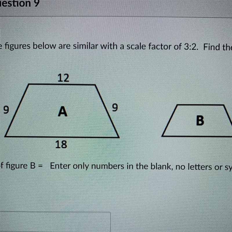 The figures below are similar with a scale factor of 3:2. Find the perimeter of figure-example-1