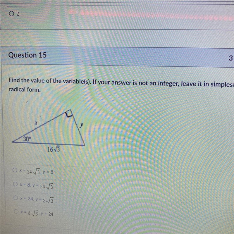 Please help!!!!! Find the value of the variables-example-1