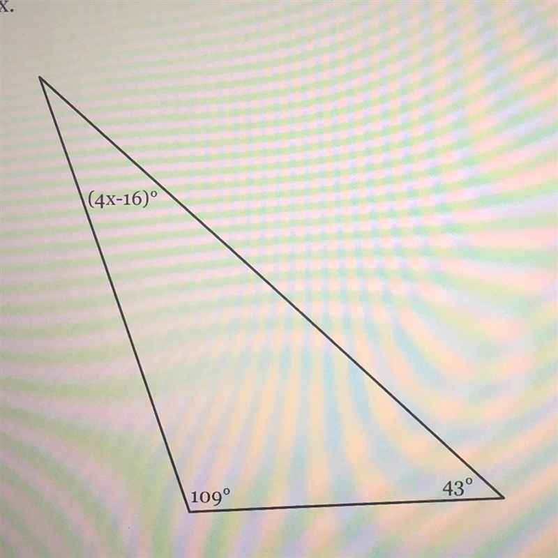 The measures of the angles of a triangle are shown in the figure below. Solve for-example-1