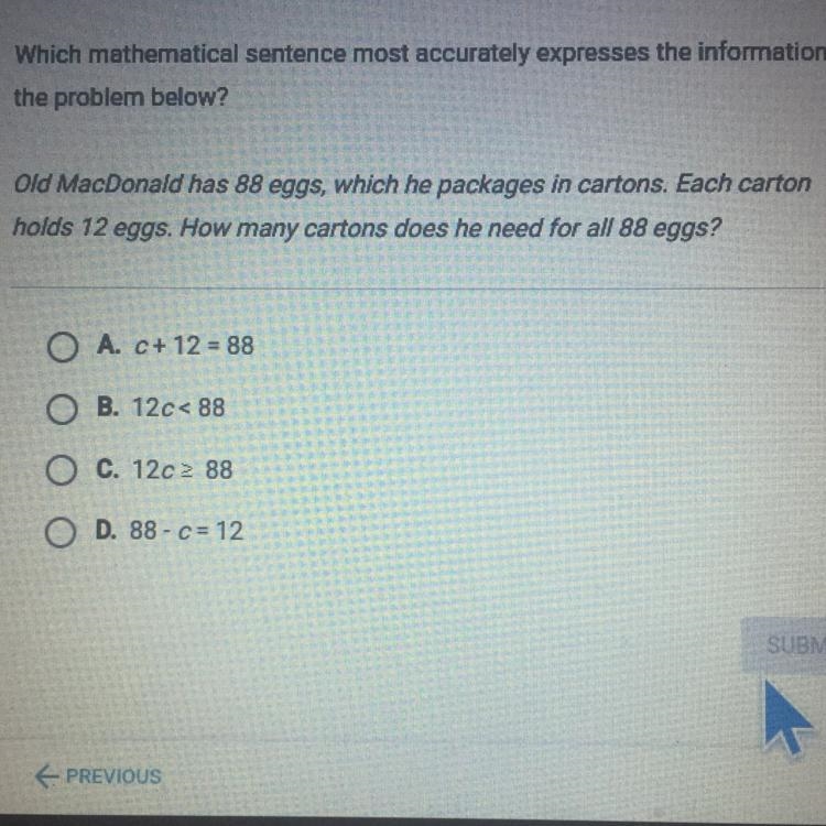 Which mathematical sentence most Accurately expresses the information in the problem-example-1