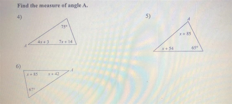 Find the measurement of angle A.-example-1