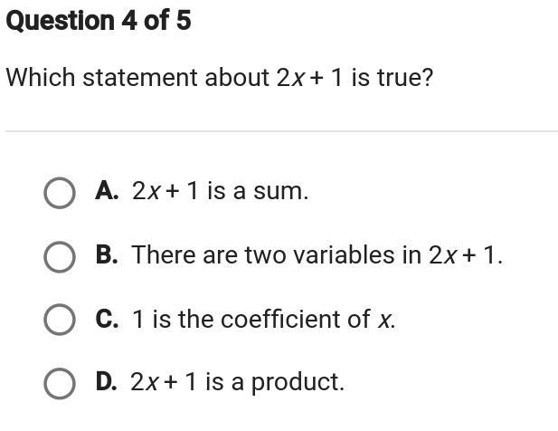 Which statement about 2x+1 is true-example-1