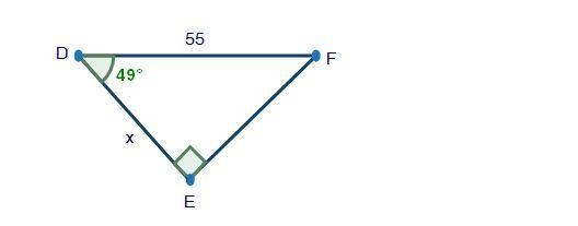 Use ΔDEF, shown below, to answer the question that follows: What is the value of x-example-1