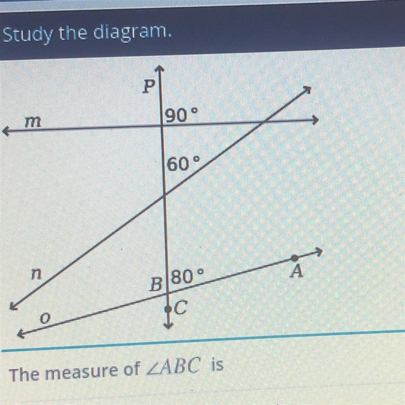 The measure of ABC is A 150 B 140 C 90 D 100 E 120-example-1