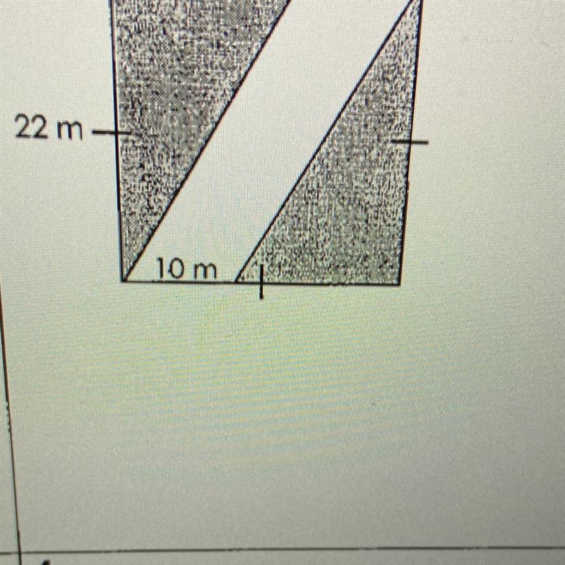 Find the area of the shaded region. 22m 10m-example-1