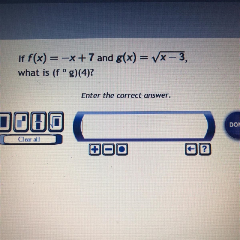 If f(x) = x + 7 and g(x) = Square root X-3, what is (fºg)(4)?-example-1