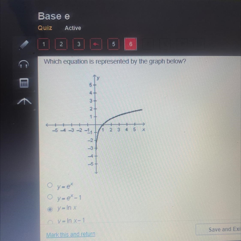 Which equation is represented by the graph below?-example-1