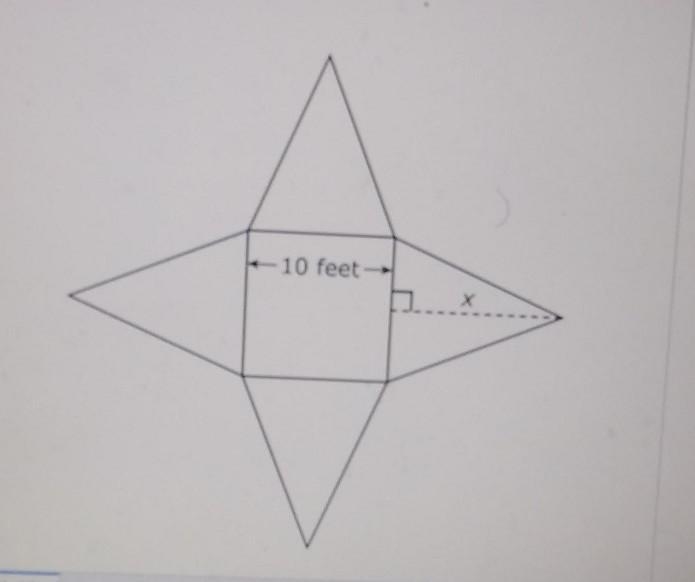 The figure shows a square and 4 congruent isosceles triangles. If the length of leg-example-1