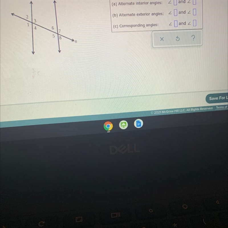 Give a pair of alternate interior angles, a pair of alternate exterior angles, and-example-1