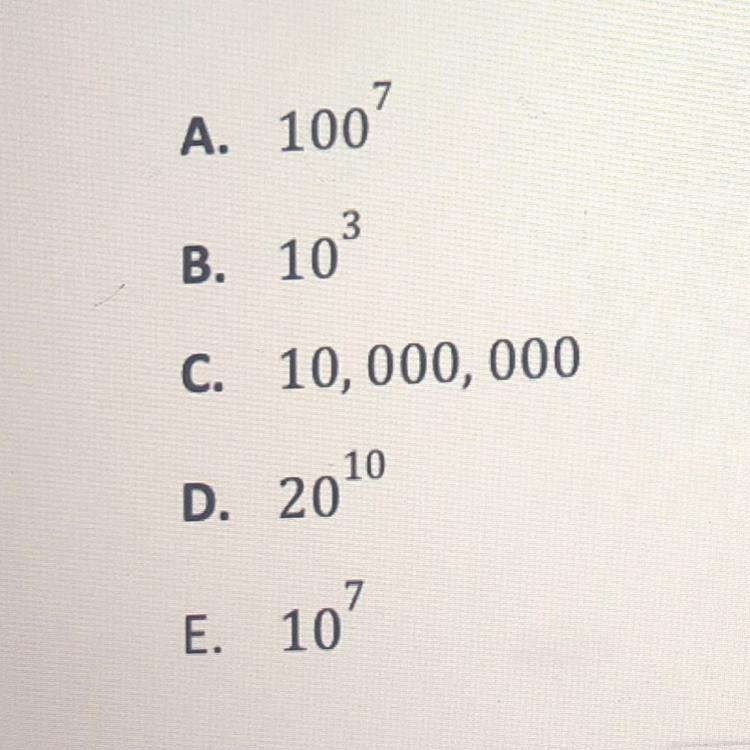 Which of these expression is equivalent to 10^5•10^2? Also the carrot means to the-example-1