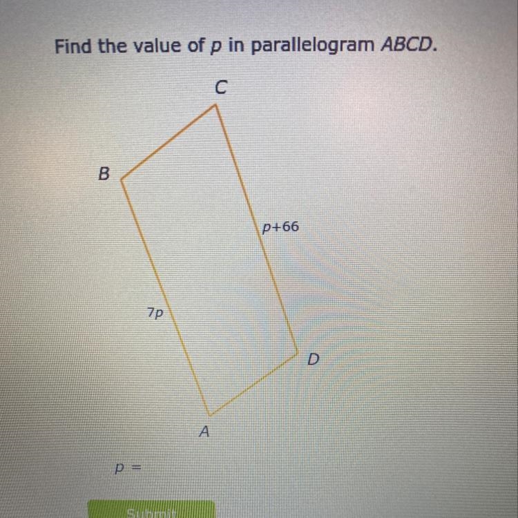 Find the value of p in parallelogram-example-1