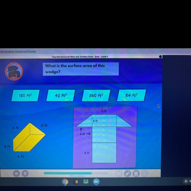 What is the surface area of this wedge.?-example-1