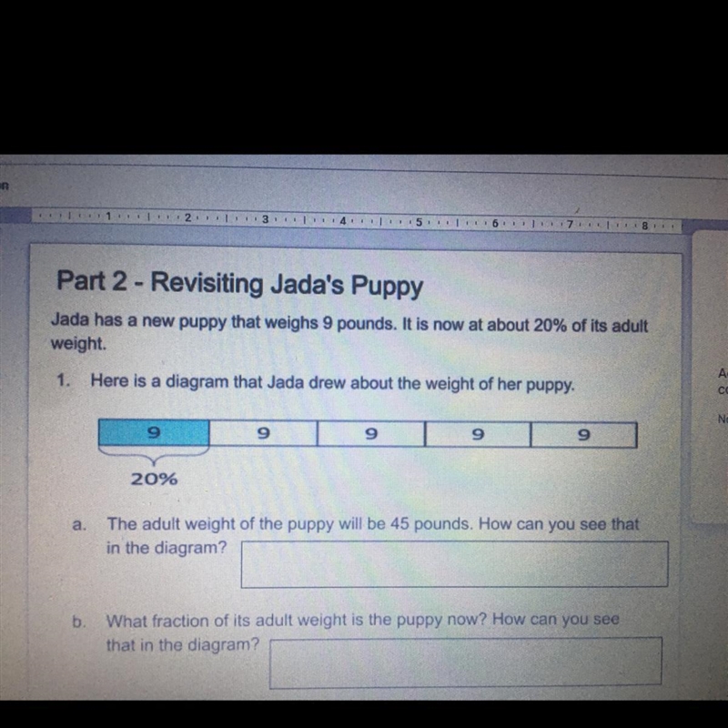 1. Here is a diagram that Jada drew about the weight of her puppy. Access connect-example-1