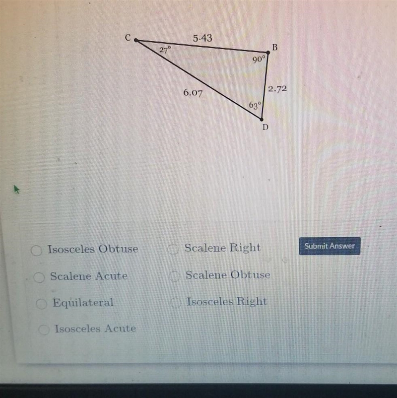 PLEASE HELP ! Determine the type of triangle drawn below. ​-example-1