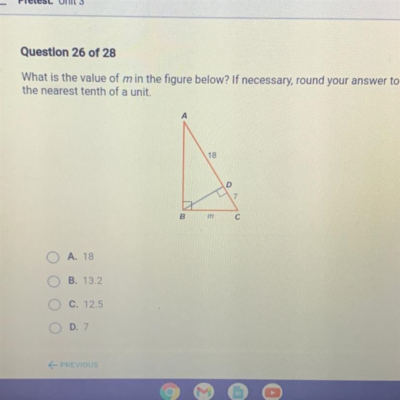 What is the value of m in the figure below? If necessary, round your answer to the-example-1