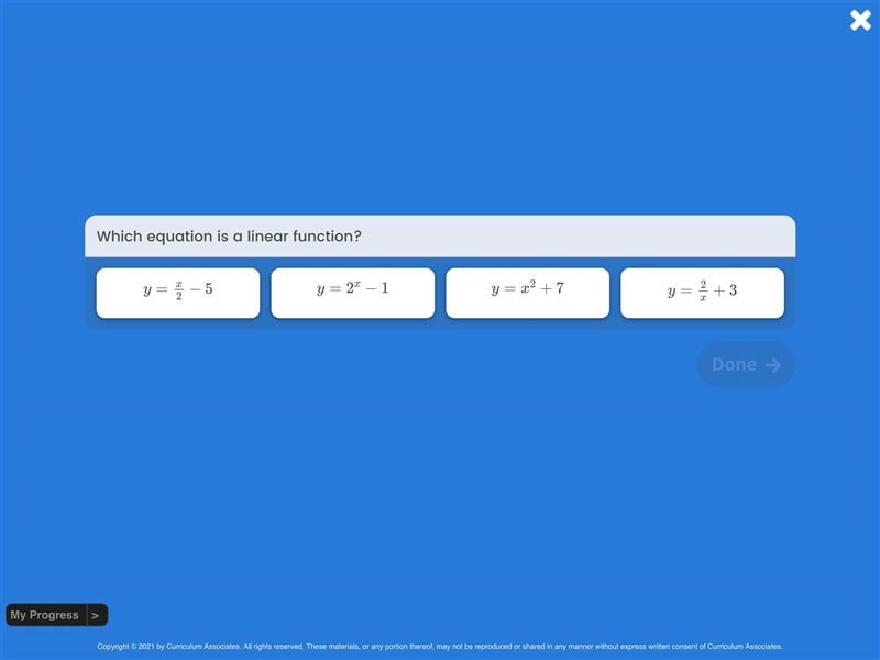 Which equation is a linear function? HELP PLS-example-1