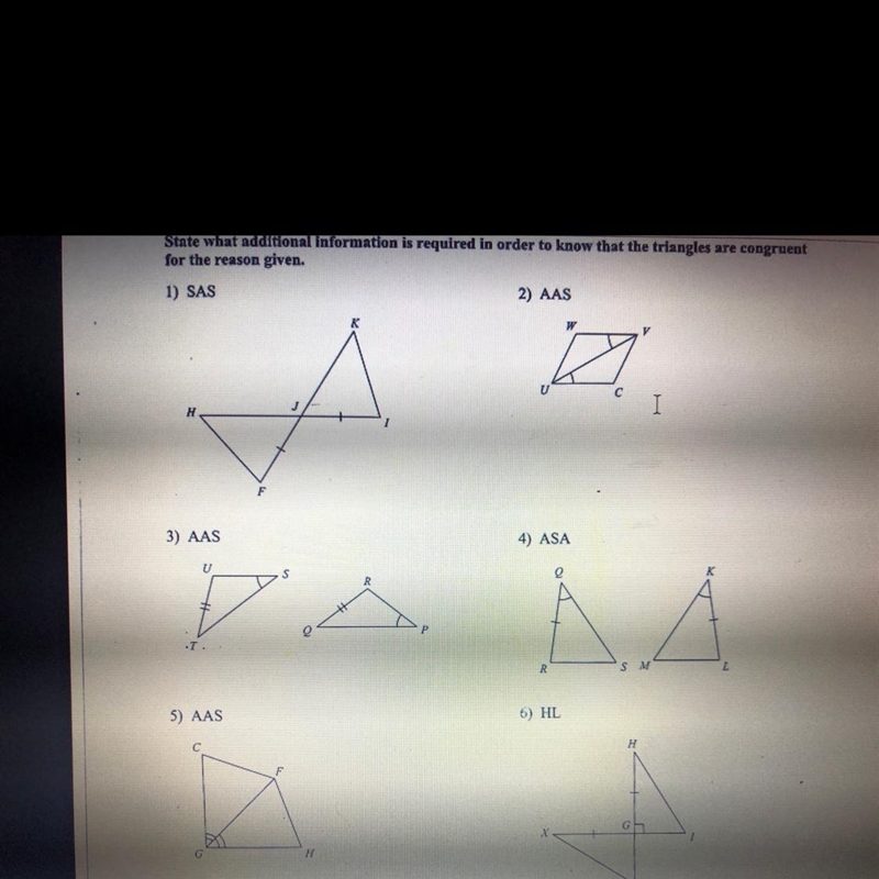 State what additional information is required in order to know that the triangles-example-1