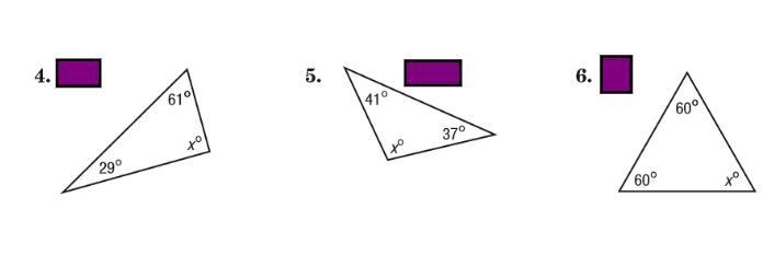 Find the value of x in each triangle please help me i really need help please-example-1