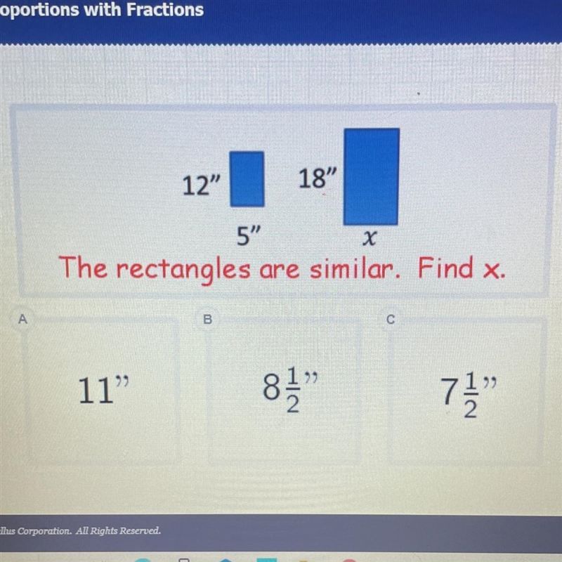 The rectangles are similar. Find x.-example-1