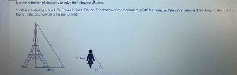 Use the dchnition of similarity to solve the following problem. Sheila is standing-example-1