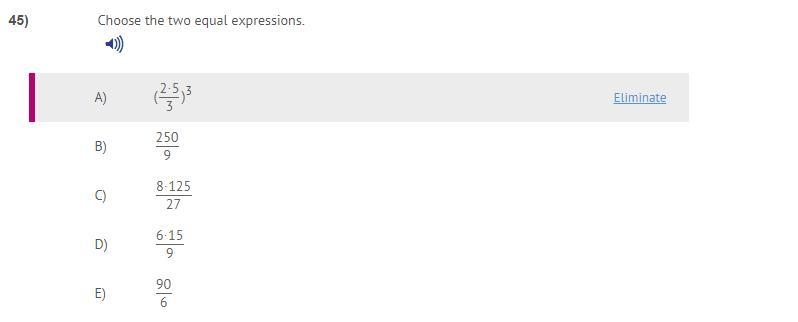 Choose the two equal expressions-example-1