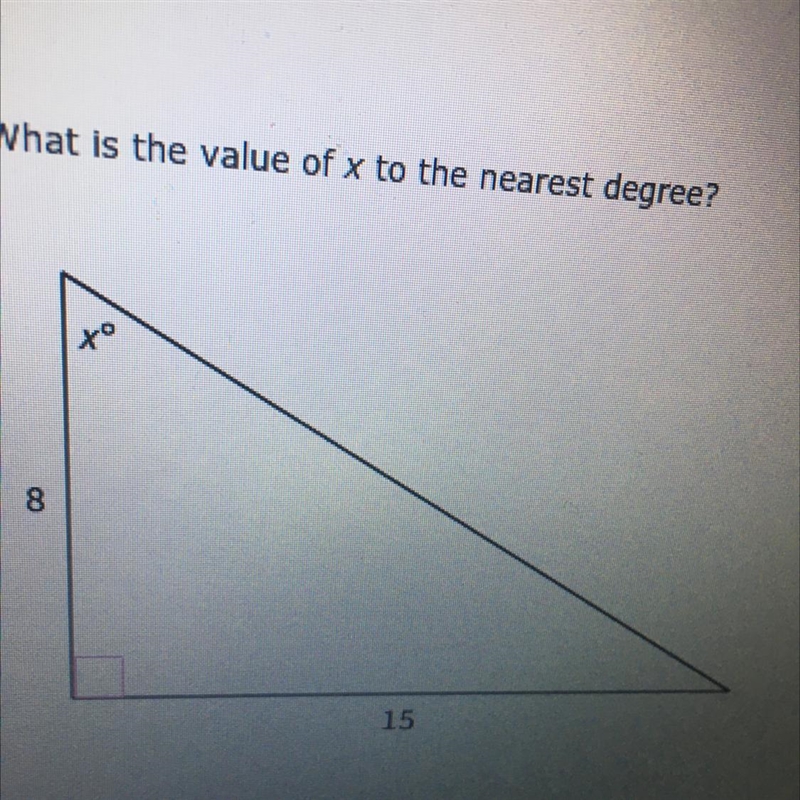 What is the value of x to the nearest degree? 8 15-example-1