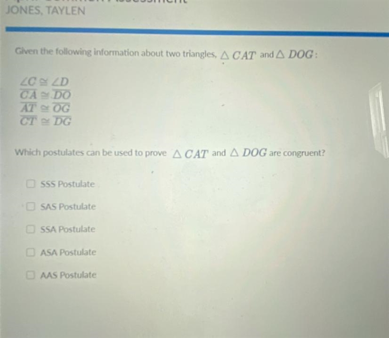 Given the following information about two triangles, triangle CAT and triangle DOG-example-1