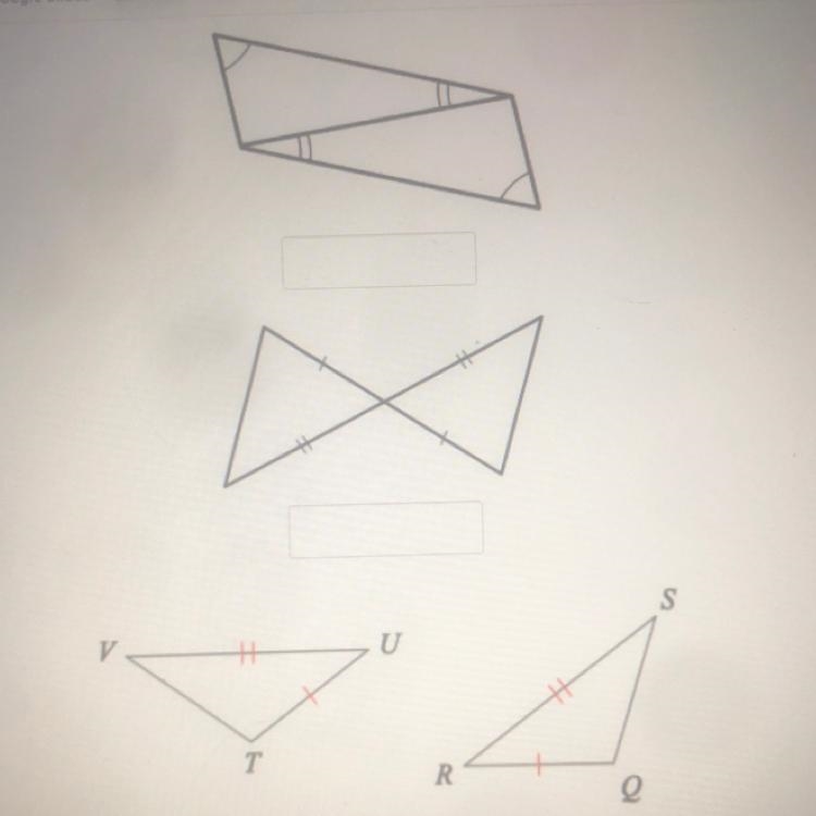 PLZ ONLY TYPE IN SSS , ASA, SAS, AAS, HL) IF the triangles are not congruent, type-example-1