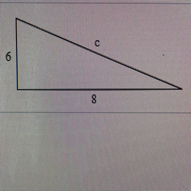 Find the missing lenght in the right triangle-example-1