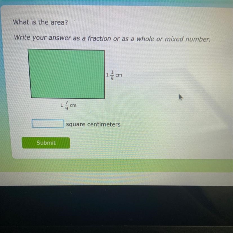 What is the area? write your answers as a fraction or as a whole mixed number.-example-1