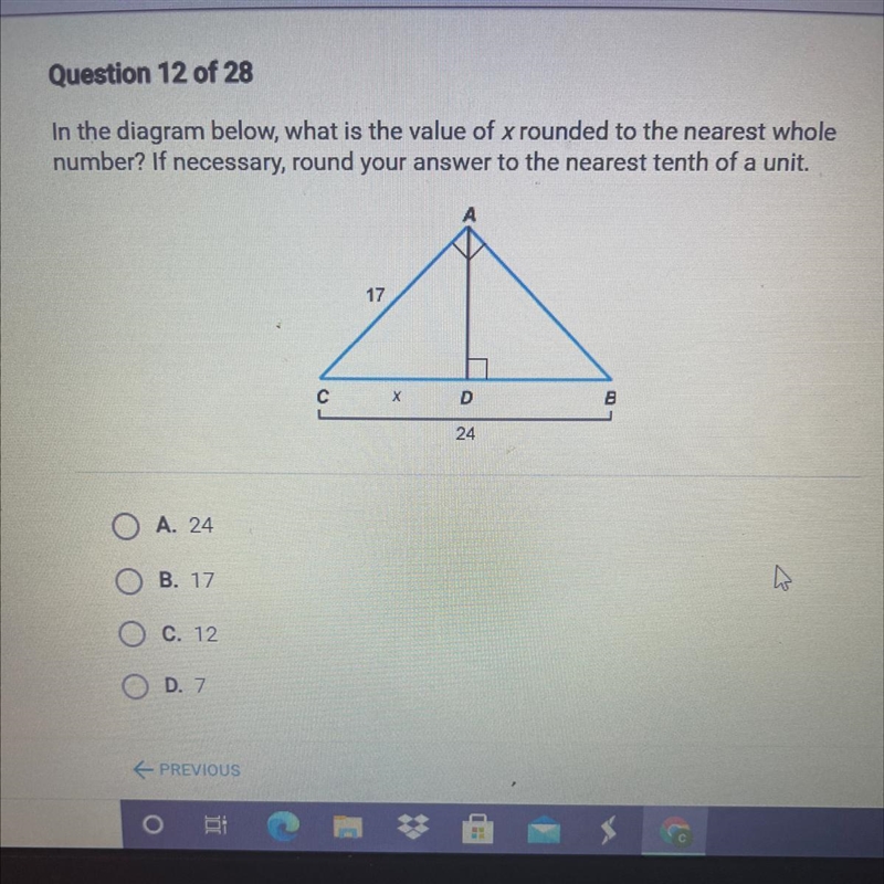 In the diagram below what is the measure of X round to the nearest whole number if-example-1