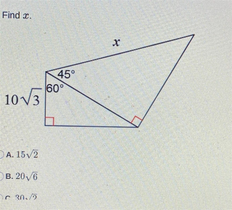 Find on x on this triangle-example-1