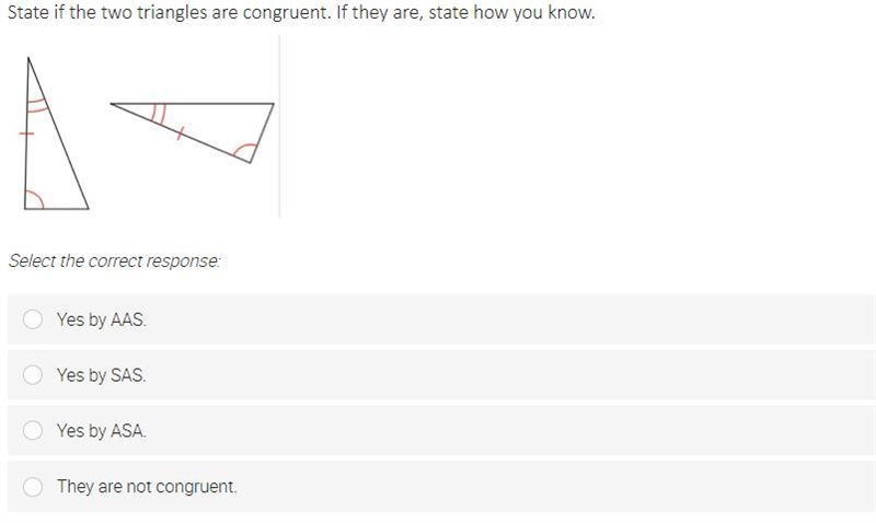 State if the two triangles are congruent-example-1