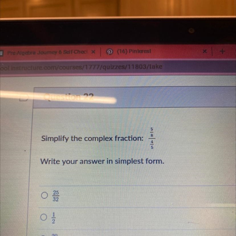 Simplify the complex question: 5/8 / 4/5-example-1