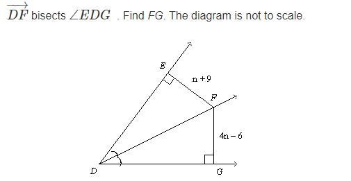 DF bisects EDG. Find FG. The diagram is not to scale. Show all steps.-example-1