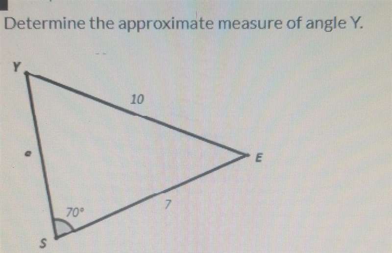 Determine the approximate measure of angle Y.​-example-1