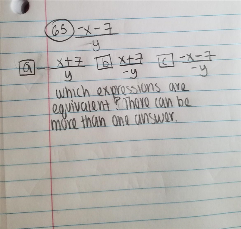 which expressions are equivalent to the first one? I don't understand how to determine-example-1