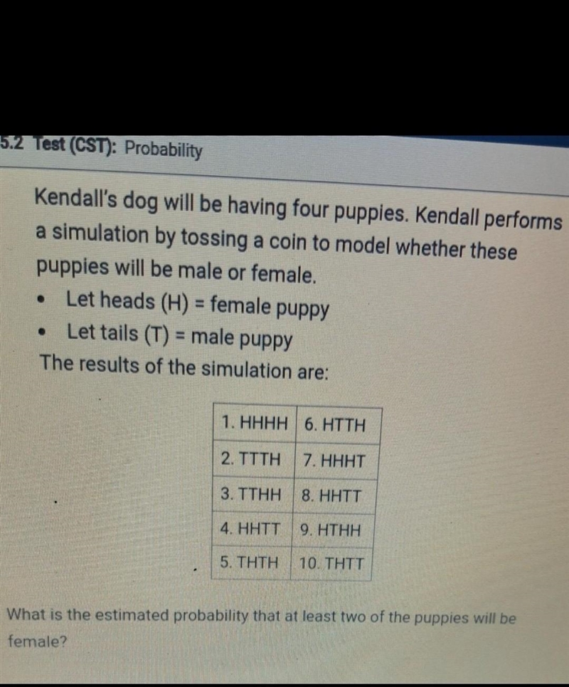 What is the estimated probability that at least two of the puppies will be female-example-1