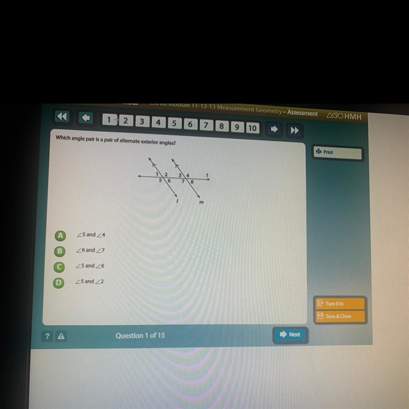 Which angle pair is a pair of alternate exterior angles-example-1