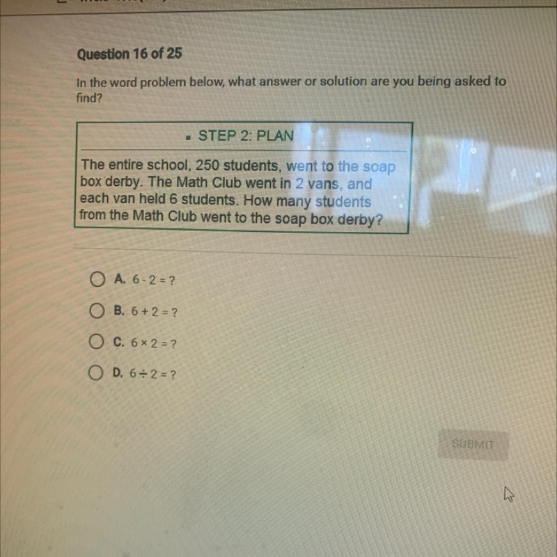 In the word problem below, what answer or solution are you being asked to find? STEP-example-1