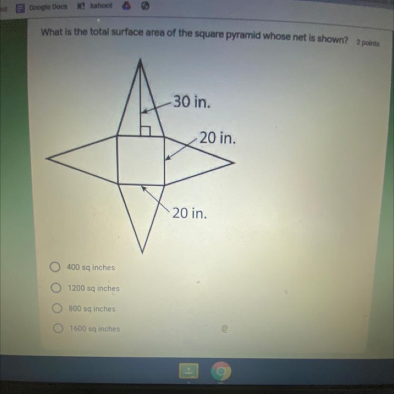 What is the total surface area of the square pyramid whose net is shown?-example-1