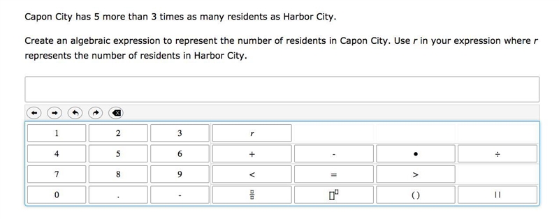 ( NEEDED ASAP! ) Capon City has 5 more than 3 times as many residents as Harbor City-example-1